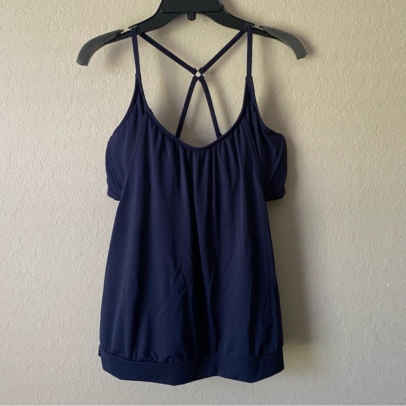 Athleta | Women's Dark Blue Swim Tankini Top Size 38 D/DD Beach Vacation Pool - Picture 1 of 6